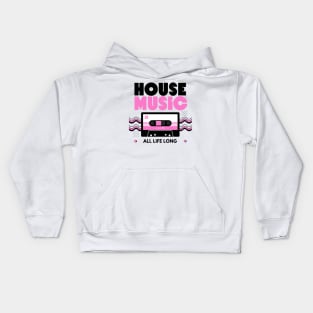 HOUSE MUSIC  - Cassette (Pink/Black) Kids Hoodie
